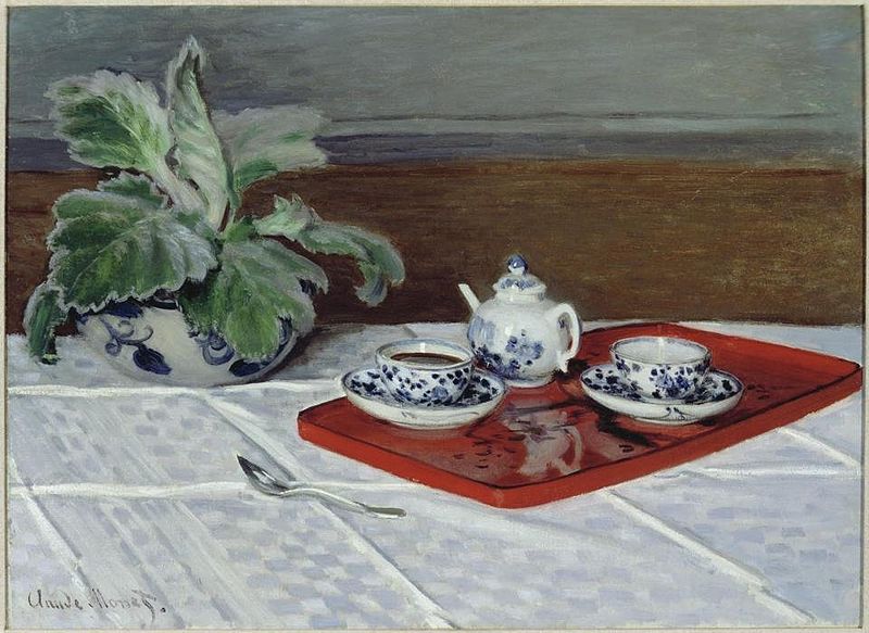 The Tea Service - Oil on canvas painting by Claude Monet, 1872